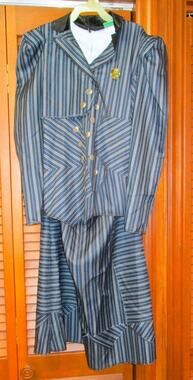 Disguise Girl's Wicked Costume Dress Size L 10/12 Gray Pinstripe Witch Cosplay